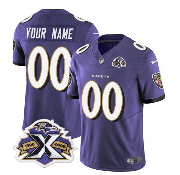 Men & Women & Youth Baltimore Ravens Active Player Custom Purple 2023 F.U.S.E With Patch Throwback Vapor Limited Stitched Jersey